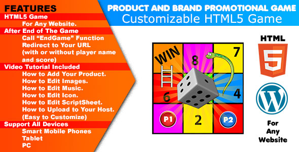 Product and Brand Promotional Game 01 | Snake and Ladder Board Game | Redirect to Your URL