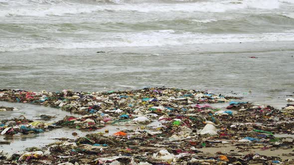 Man made disaster due to disposal of litter causing degradation of environment and beaches.