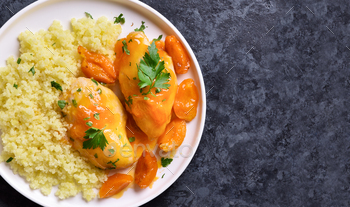 Chicken breasts in apricot sauce and couscous / Photodune, Misc
