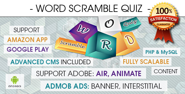 Word Scramble Quiz App With CMS & Ads - Android