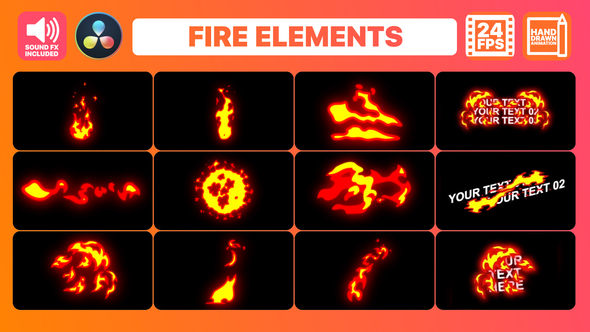Hand Drawn Fire Elements Pack | DaVinci Resolve