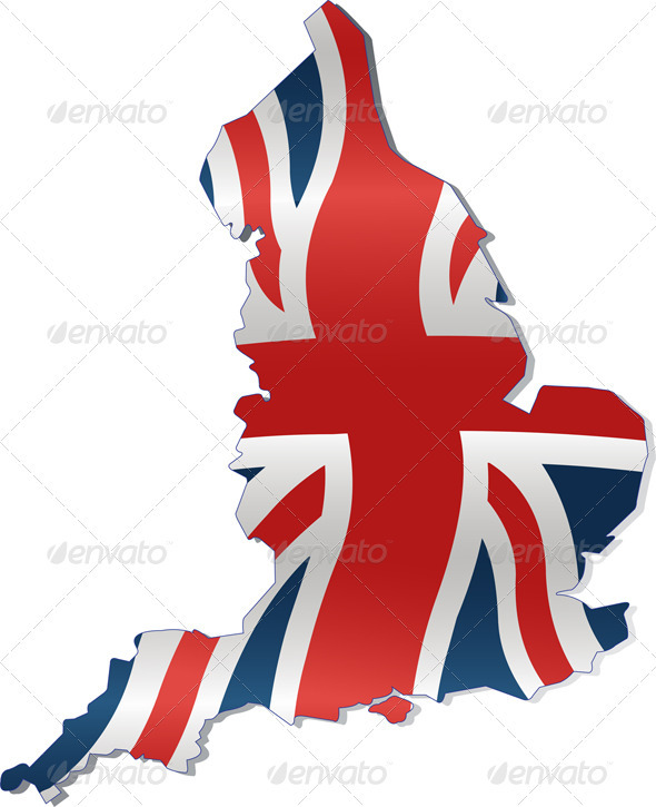 UK Map with British Flag