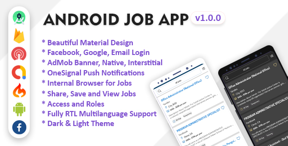 Android Job App with Facebook and Google login