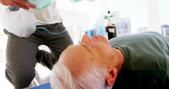 Male paramedic during cardiopulmonary resuscitation training