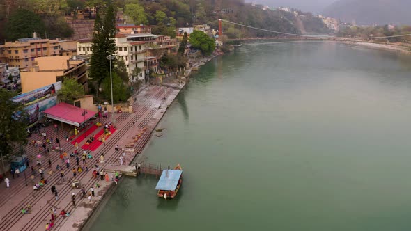 Aerial view on Rishikesh, India, 4k drone footage