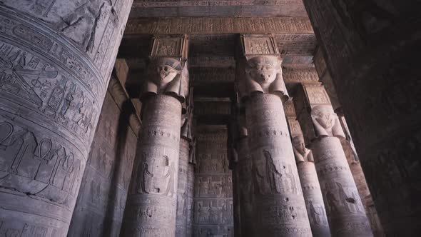 Massive Columns In The Temple Of Dendera