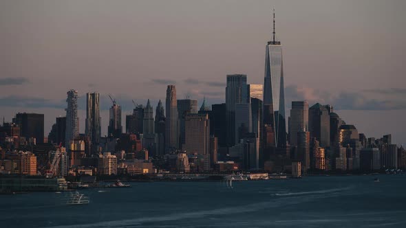 Skyscraper in Manhattan seen at sunset - New York - USA