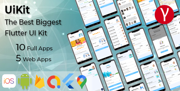 UiKit – The Best Biggest Flutter UI Kit – 10 Apps + 5 Web Apps