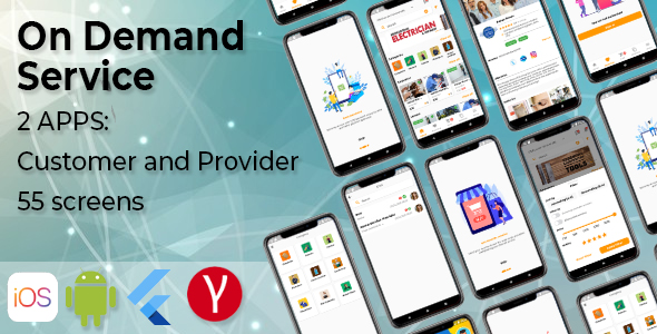 On Demand Service Template – 2 Apps Customer and Provider – Flutter iOS and Android Templates