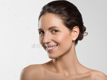 Beautiful woman healthy skin beauty face cosmetic concept color background. Gray. / Photodune, Misc
