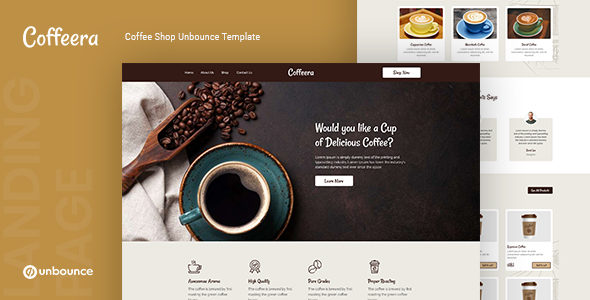 Coffeera — Coffee Shop Unbounce Template