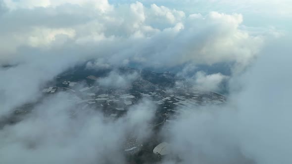 Clouds Over the city aerial view 4 K