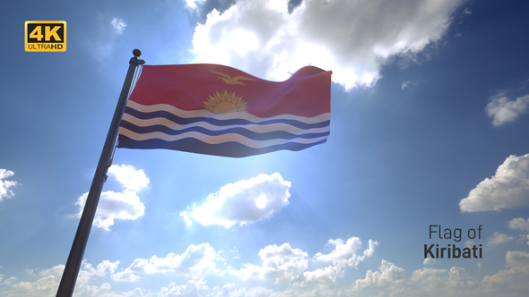 Kiribati Flag on a Flagpole V4 - 4K