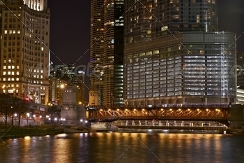 ight Photography of Chicago, Illinois, U.S.A. Illuminated Downtown Chicago. Cities Photography Collection.