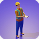 Low Poly 3D Stylized Character Construction Workers Isometric - 3DOcean Item for Sale