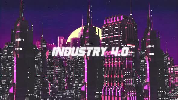 Retro Cyber City Background Industry 4.0