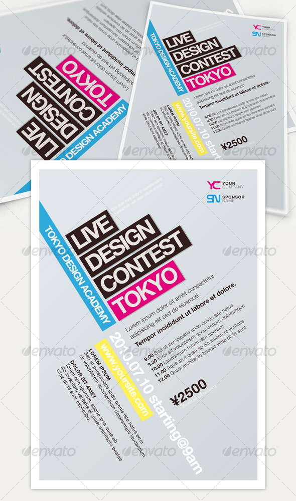 Graphics: Business Colorful Coloured Design Event Flyer Minimalist Modern Simple Template