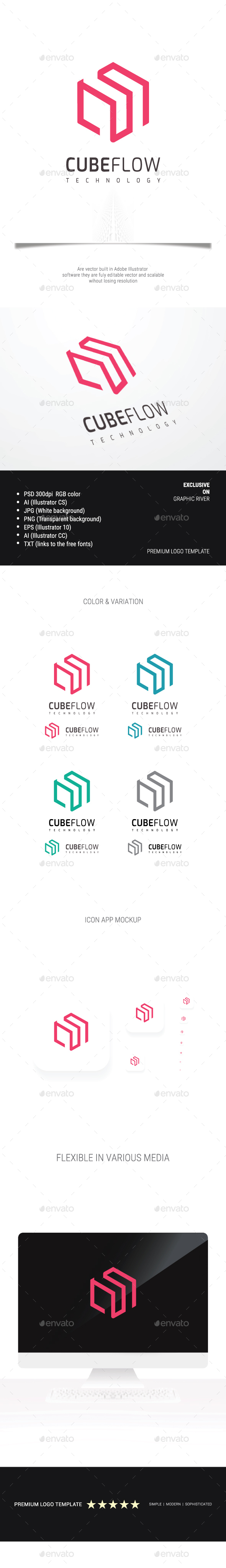 Abstract Cube Flow Logo