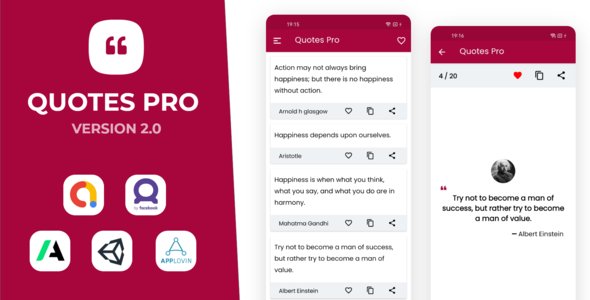 Quotes Pro app with Admin Panel and Admob , Facebook and Unity Ads