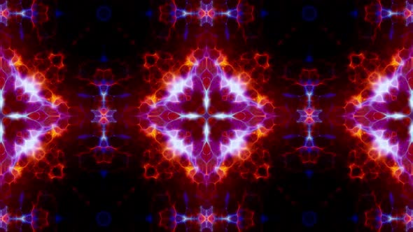 Fractal Red and Blue Kaleidoscope Fire Background Loop 4K 10