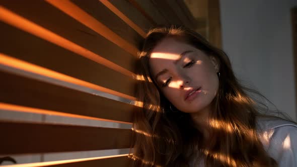 Portrait Of Gentle Girl With Long Hair.