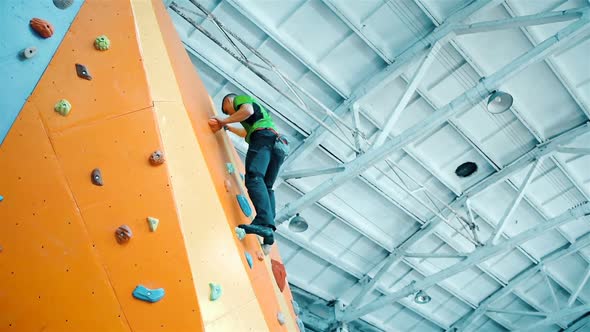 Climber On Artificial Climbing Wall