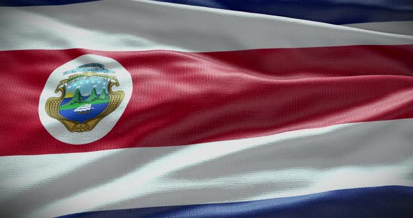 Costa Rica flag waving loop 4K
