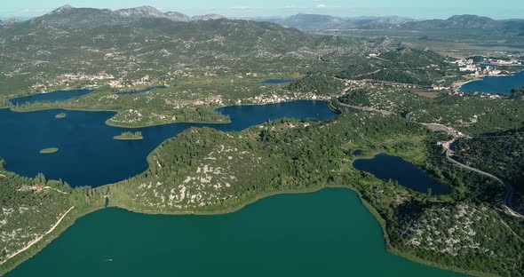 Aerial view of Bacina fresh water lakes