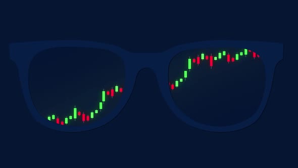 Cryptocurrency Trading Chart reflection Inside the Glasses