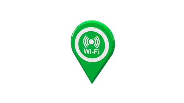 Map Location Pin With WiFi Icon Green V2