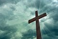 Religious cross against light rays and parting clouds - PhotoDune Item for Sale