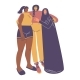 Happy Diverse Girls Hugging Together - GraphicRiver Item for Sale
