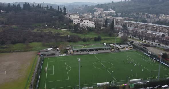 Belmonte amateur and professional soccer team stadium with the players. Antella, Bagno a Ripoli , Fl