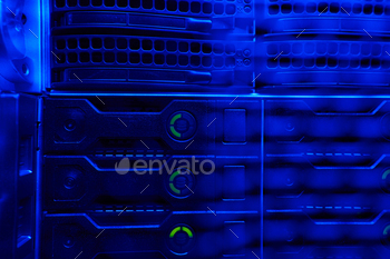 nts on server racks in dark room