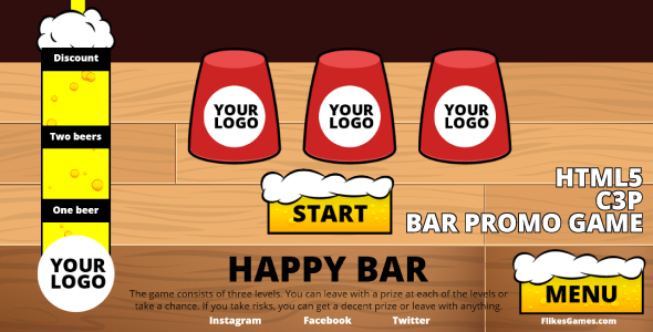 Happy Bar - HTML5 promo game, Construct 3 (.c3p)
