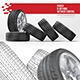 Car Tire Set. Stack of Car Tires Lie on Their Sides on Top of Each Other. 5 Wheels Summer, Winter. - GraphicRiver Item for Sale
