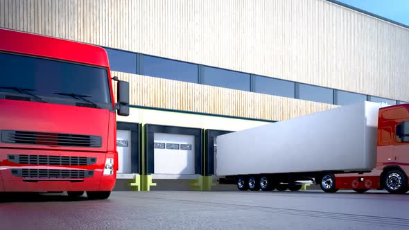 Loading or unloading cargo from the truck. Distribution center. Loopable. HD