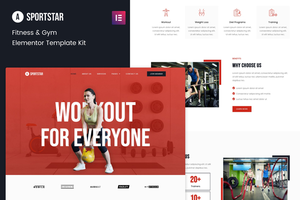 Sportstar - Fitness & Gym Elementor Template Kit