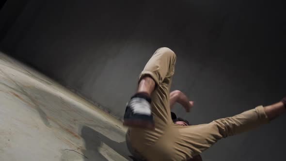 Young Guy Dancing Break, Urban Style Street Breakdancing Concept, Dancer Jumps, Motion, Movement 
