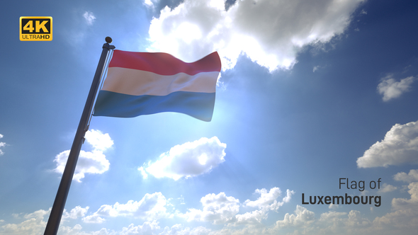 Luxembourg Flag on a Flagpole V4 - 4K