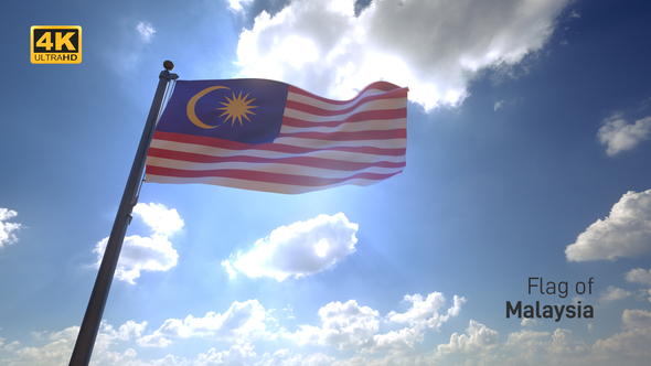 Malaysia Flag on a Flagpole V4 - 4K