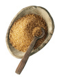 Brown sugar in wooden bowl with spoon isolated - PhotoDune Item for Sale