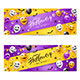 Scary Balloons with Spiders and Bats on Purple and Orange Halloween Banner - GraphicRiver Item for Sale