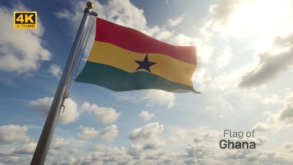 Ghana Flag on a Flagpole - 4K