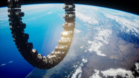 Futuristic Space Station on Earth Orbit