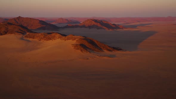 Flying over the desert in Namibia in a hot air balloon