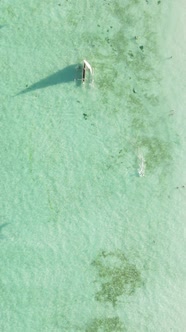 Vertical Video Boats in the Ocean Near the Coast of Zanzibar Tanzania