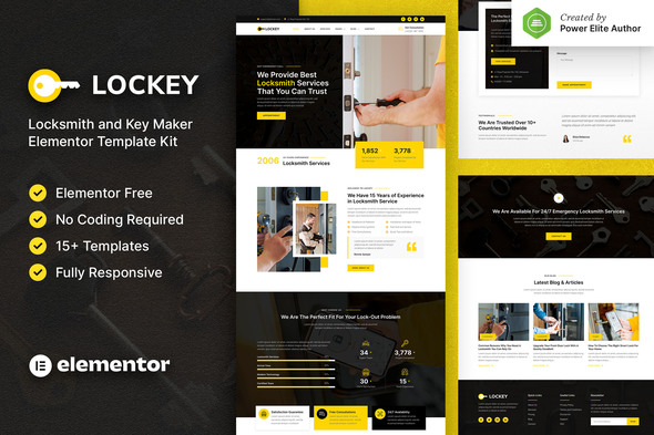 Lockey – Locksmith and Key Maker Service Elementor Template Kit