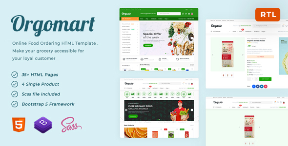 Orgomart - Online Grocery Ordering HTML Template