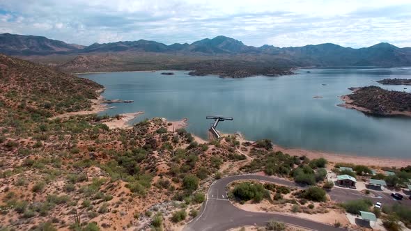 Drone footage of Bartlett Lake, Carefree, Arizona, Tonto National Forrest.